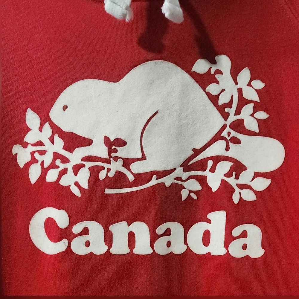 Roots Red Canada Logo Hoodie Sweater - Women in size:M - Picture 5 of 9